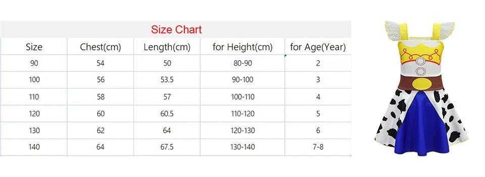 Infant Christmas Jessie Dress New Year Toy Movie Costume Girls Tutu Dress 1 2 3 4 5 6 Years Old Baby Girl Birthday Party Dress