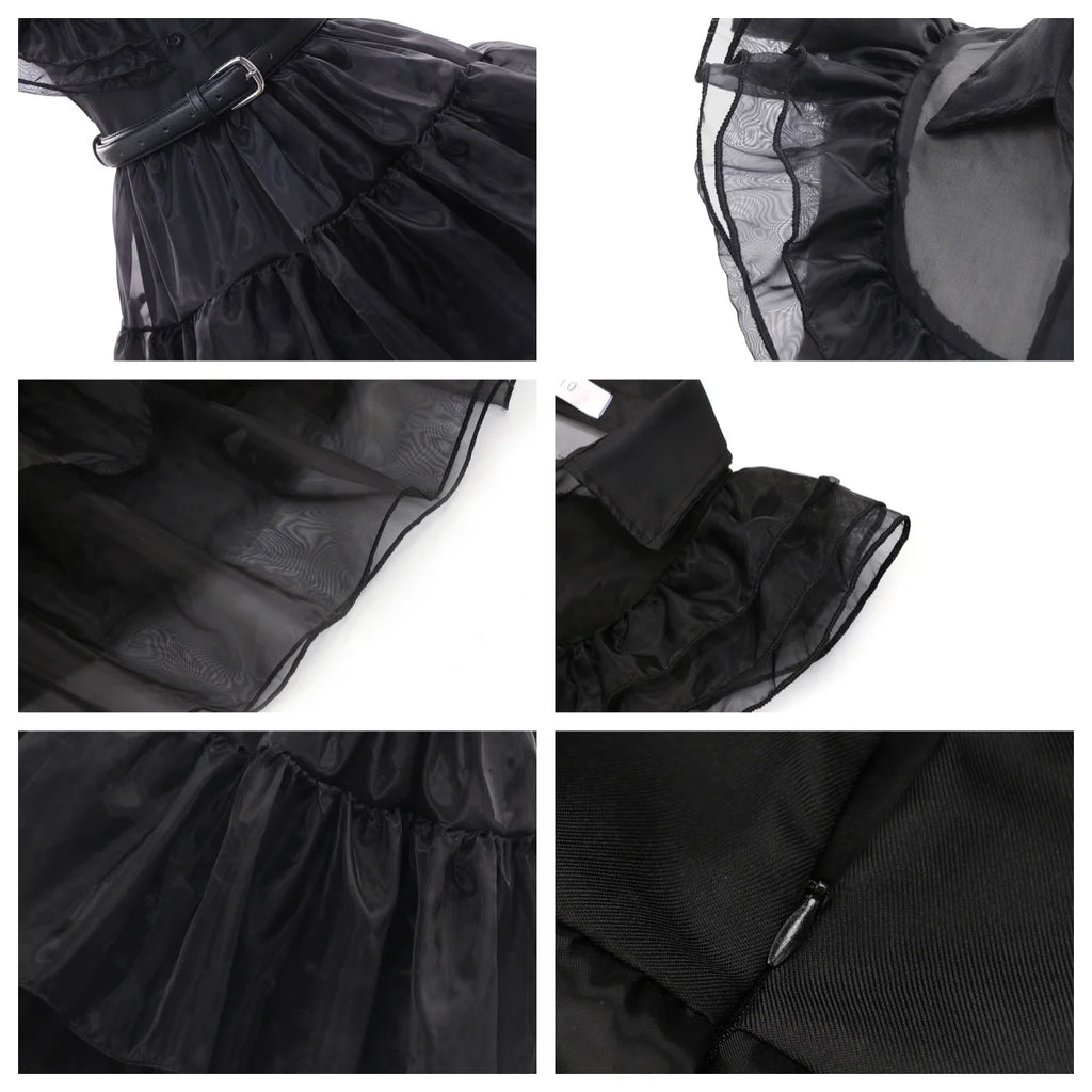 2025 Girls Dark And Sweet Cool Style Dresses Children Cosplay Halloween Carnival Costumes Kids Dancing Party Disguise Outfit