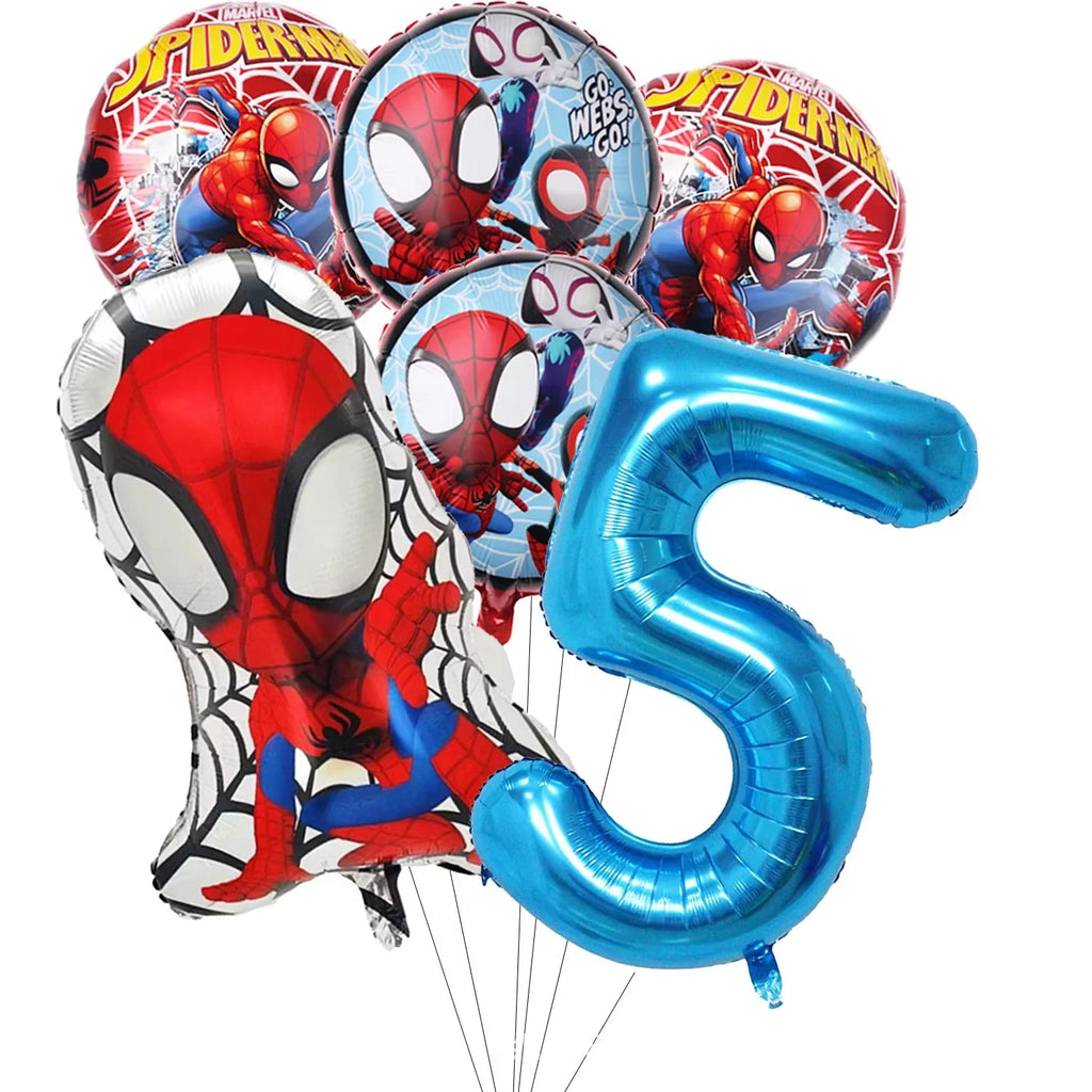 Spidey Giant Balloons Avengers Birthday Decorations 1-9 Number Balloons Superhero Photo Props Kids Party Supplies Boys Rewards