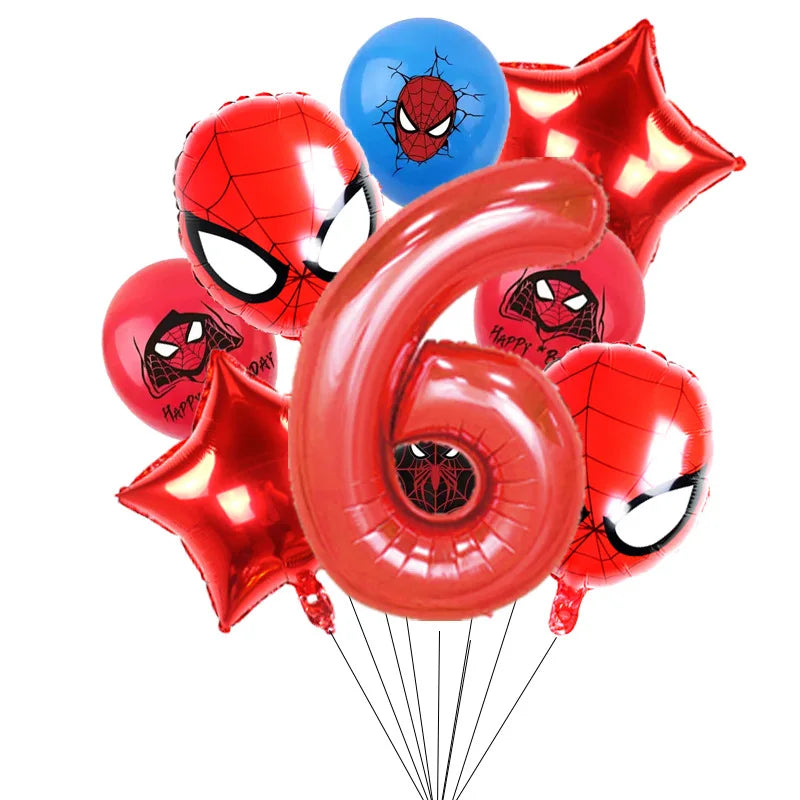 10pcs/set Spider-Man Themed Balloon Set, Number 1-9 Foil Balloons, Decorations for Kids Birthday Party