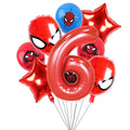 10pcs/set Spider-Man Themed Balloon Set, Number 1-9 Foil Balloons, Decorations for Kids Birthday Party