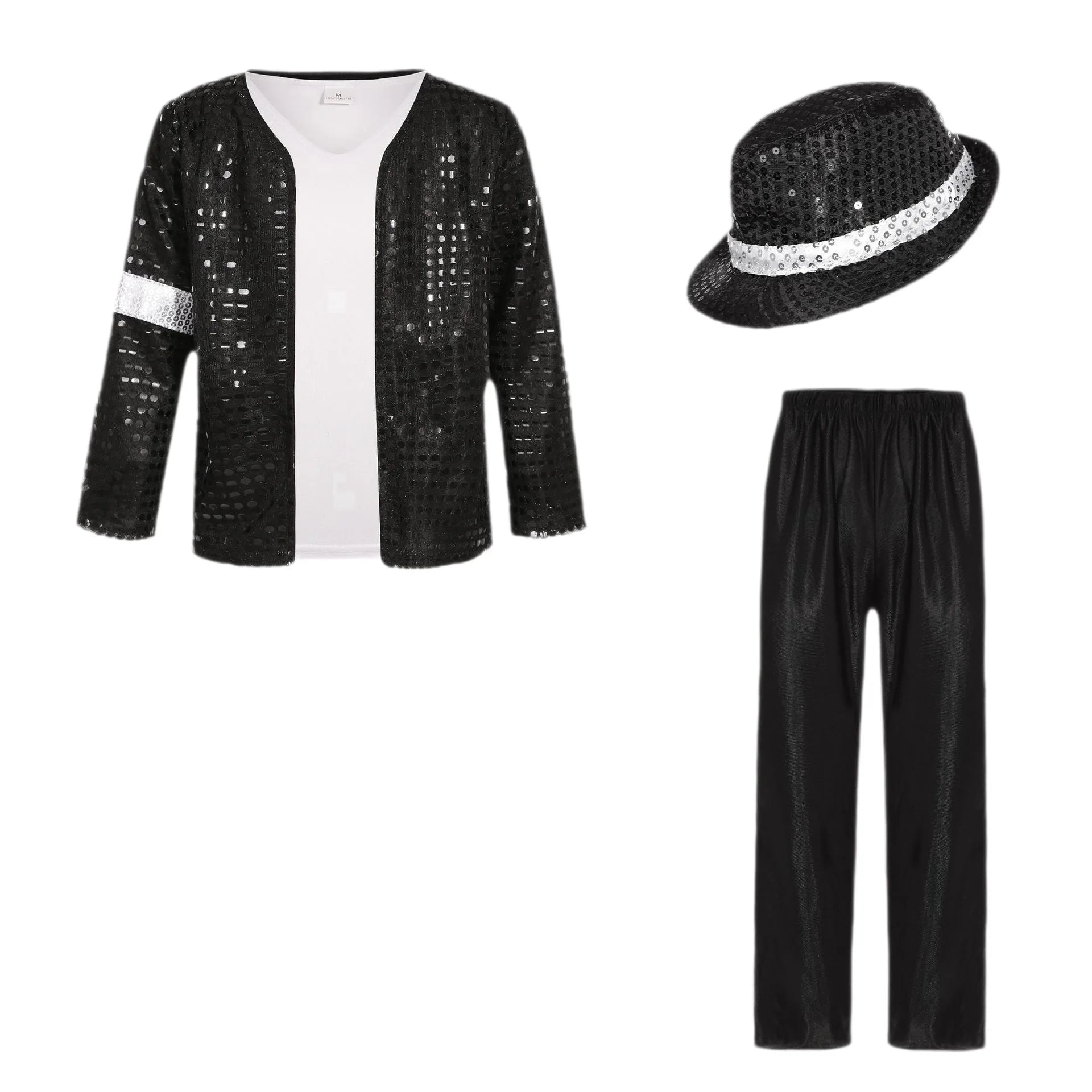 Kids Cosplay Dance Star Costume Set Metallic Shiny 80s 90s Stage Party Outfit Boy Girl Clothing Children Michael Jackson Costume