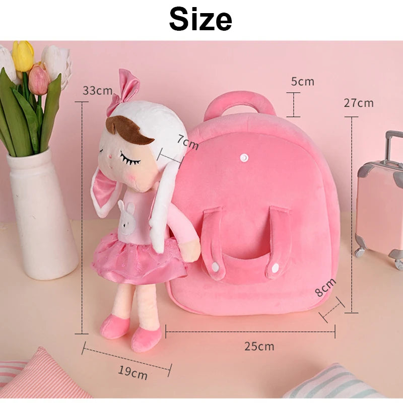 Plush Backpack Little Kid Preschool Ages 1-5 Backpack with Detachable Doll Boys Girls Toddler Backpack Metoo Rabbit Doll
