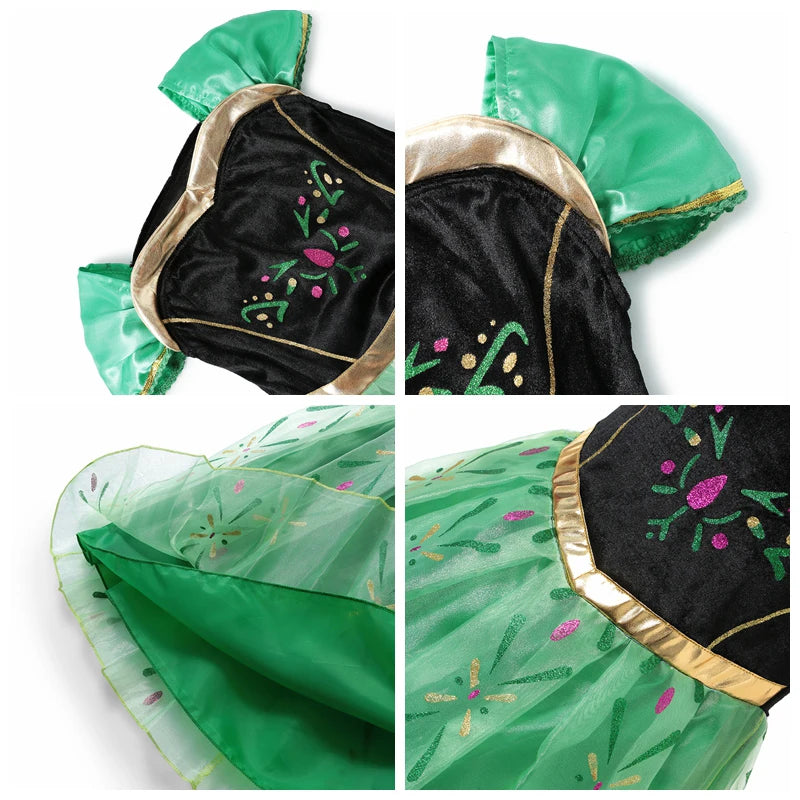 Girls Princess Dress Kids Elsa Anna Snow White Aurora Belle Rapunzel Peach Halloween Costume Children Birthday Party Clothes