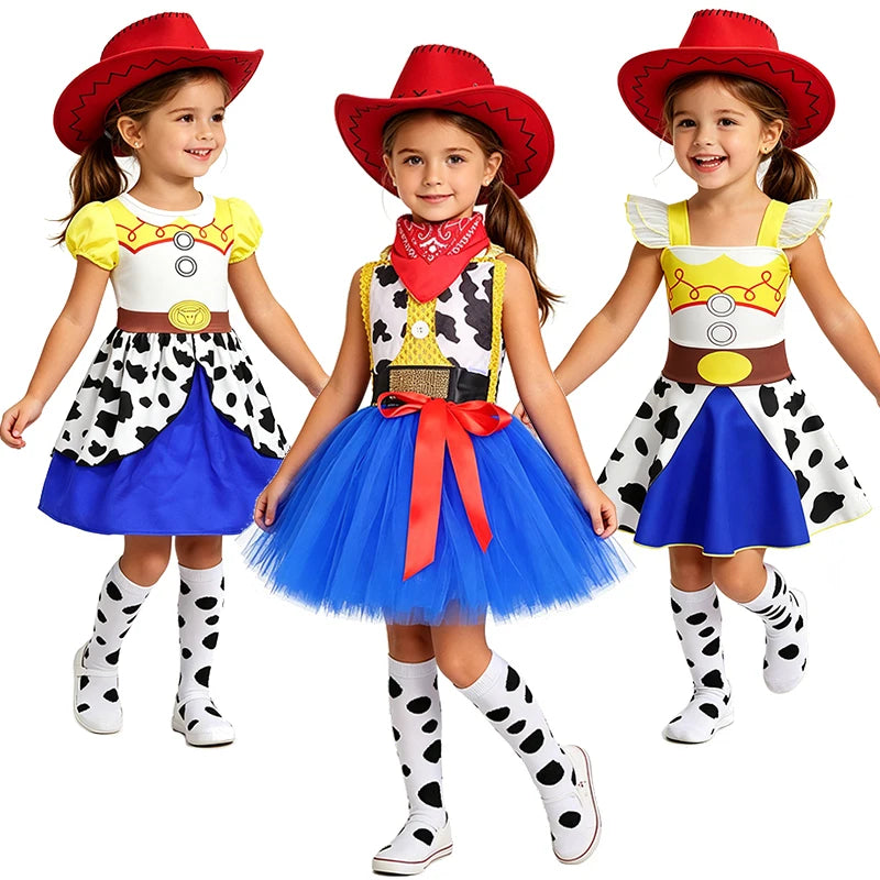 Infant Christmas Jessie Dress New Year Toy Movie Costume Girls Tutu Dress 1 2 3 4 5 6 Years Old Baby Girl Birthday Party Dress