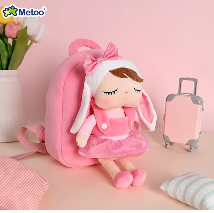Plush Backpack Little Kid Preschool Ages 1-5 Backpack with Detachable Doll Boys Girls Toddler Backpack Metoo Rabbit Doll