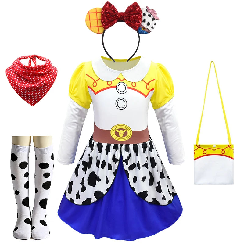 Infant Christmas Jessie Dress New Year Toy Movie Costume Girls Tutu Dress 1 2 3 4 5 6 Years Old Baby Girl Birthday Party Dress