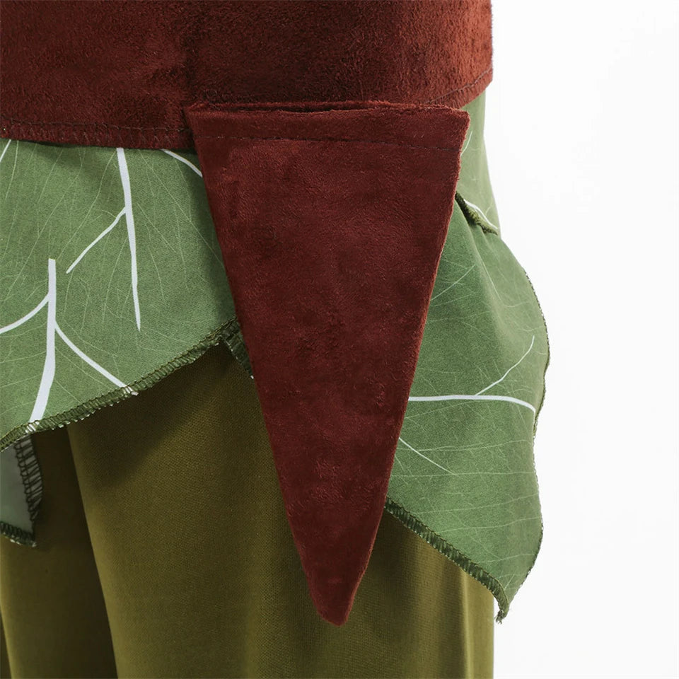 Peter Pan Prince Green Forest Elf Boys Outfit Halloween Cosplay Party Adventure Children Costume Fairy Tale Themed Kids Clothes