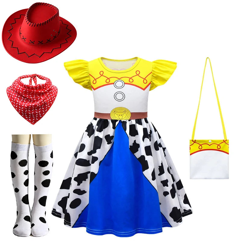 Infant Christmas Jessie Dress New Year Toy Movie Costume Girls Tutu Dress 1 2 3 4 5 6 Years Old Baby Girl Birthday Party Dress