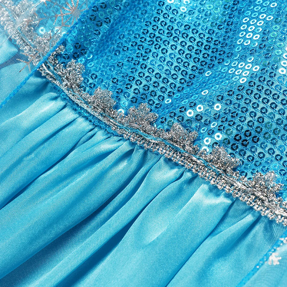 Girls Cosplay Snow Queen Elsa Snowflake Cape Costumes Kids Carnival Party Prom Gown Children Clothes Elsa Princess Dresses