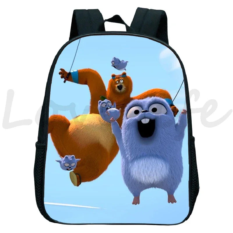 GRIZZY AND THE LEMMINGS Backpack for Boys Girls Kindergarten School Bags Children Cartoon Lemmings Bear Rucksack Kids Bookbags
