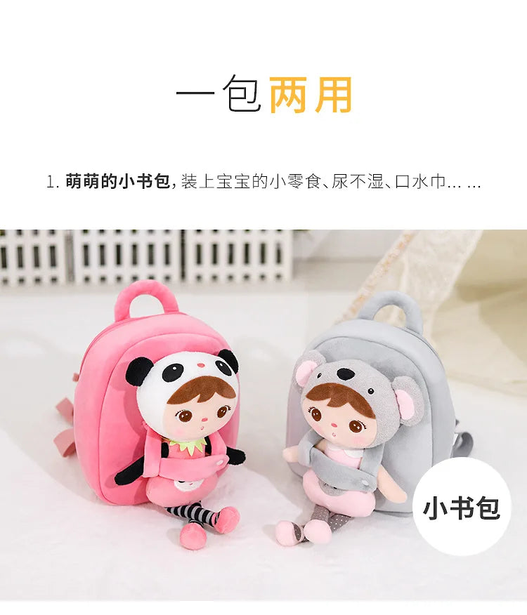Plush Backpack Little Kid Preschool Ages 1-5 Backpack with Detachable Doll Boys Girls Toddler Backpack Metoo Rabbit Doll