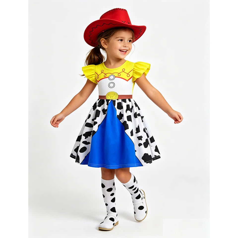 Infant Christmas Jessie Dress New Year Toy Movie Costume Girls Tutu Dress 1 2 3 4 5 6 Years Old Baby Girl Birthday Party Dress