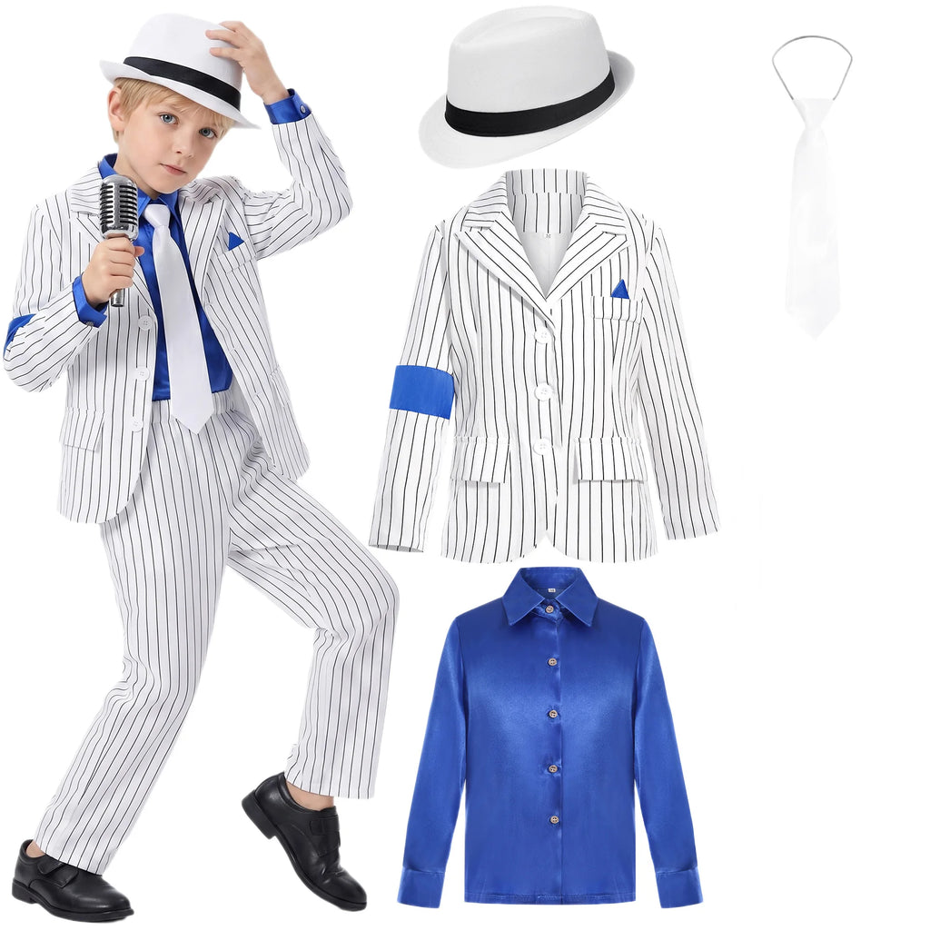 Kids Michael Jackson Costume Cosplay Dance Star Shiny Pants 80s 90s Stage Party Outfits for Boys Children's Clothing Set
