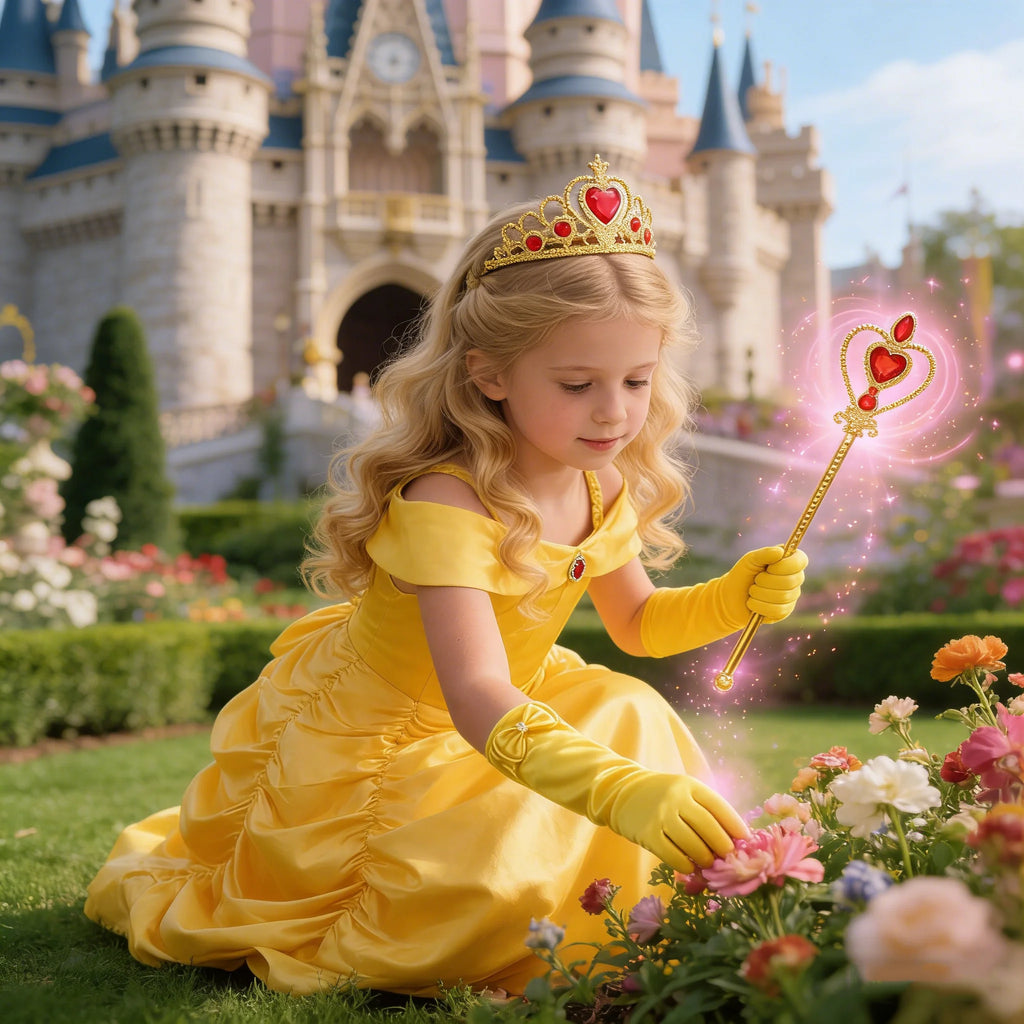 Belle Costume for Girls Cosplay Yellow Princess Dress Beauty and The Beast Costumes Girls Birthday Party Children Clothes Gown