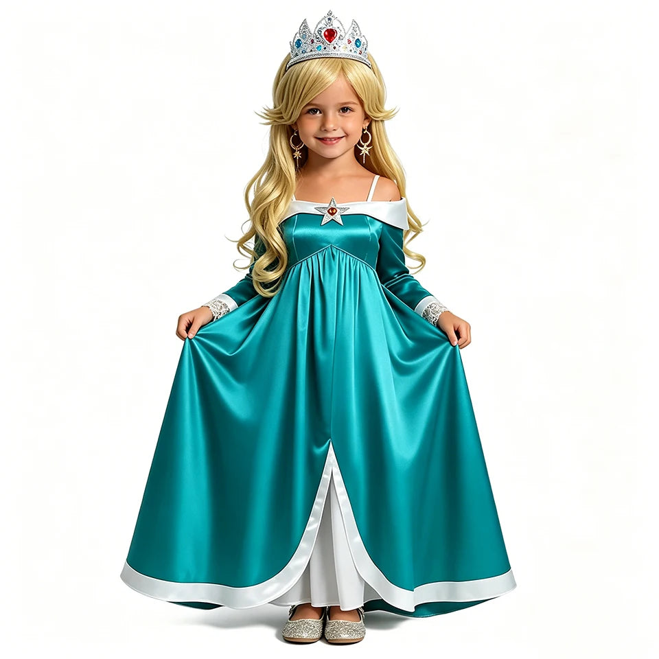 Kids Princess Rosalina Dress for Girls Halloween Cosplay Masquerade Ball Children's Costume Comic Con Elegant Party Kids Clothes