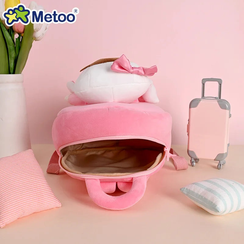 Plush Backpack Little Kid Preschool Ages 1-5 Backpack with Detachable Doll Boys Girls Toddler Backpack Metoo Rabbit Doll