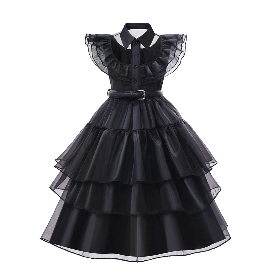2025 Girls Dark And Sweet Cool Style Dresses Children Cosplay Halloween Carnival Costumes Kids Dancing Party Disguise Outfit