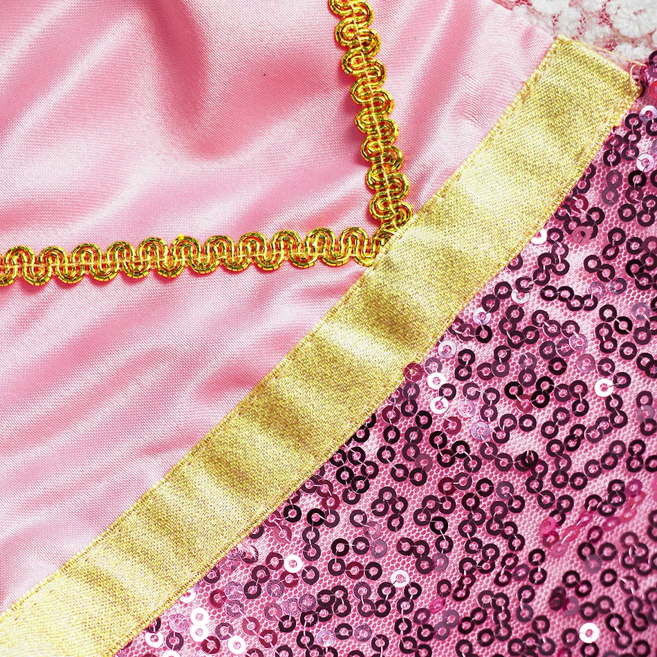 Girl Princess Purple Sequined Lace Skirt Kids Halloween Cosplay Tangled Costume Birthday Party Costume Mesh Bow Clothing 2025