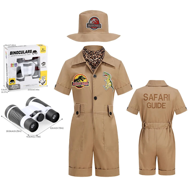 Safari Explorer Children's Costume Halloween Cosplay Outdoor Adventure Jumpsuit Boys Girls Outfits School Festival Kids Clothes