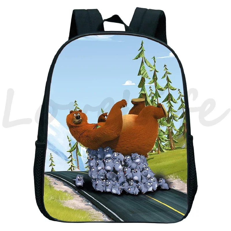 GRIZZY AND THE LEMMINGS Backpack for Boys Girls Kindergarten School Bags Children Cartoon Lemmings Bear Rucksack Kids Bookbags