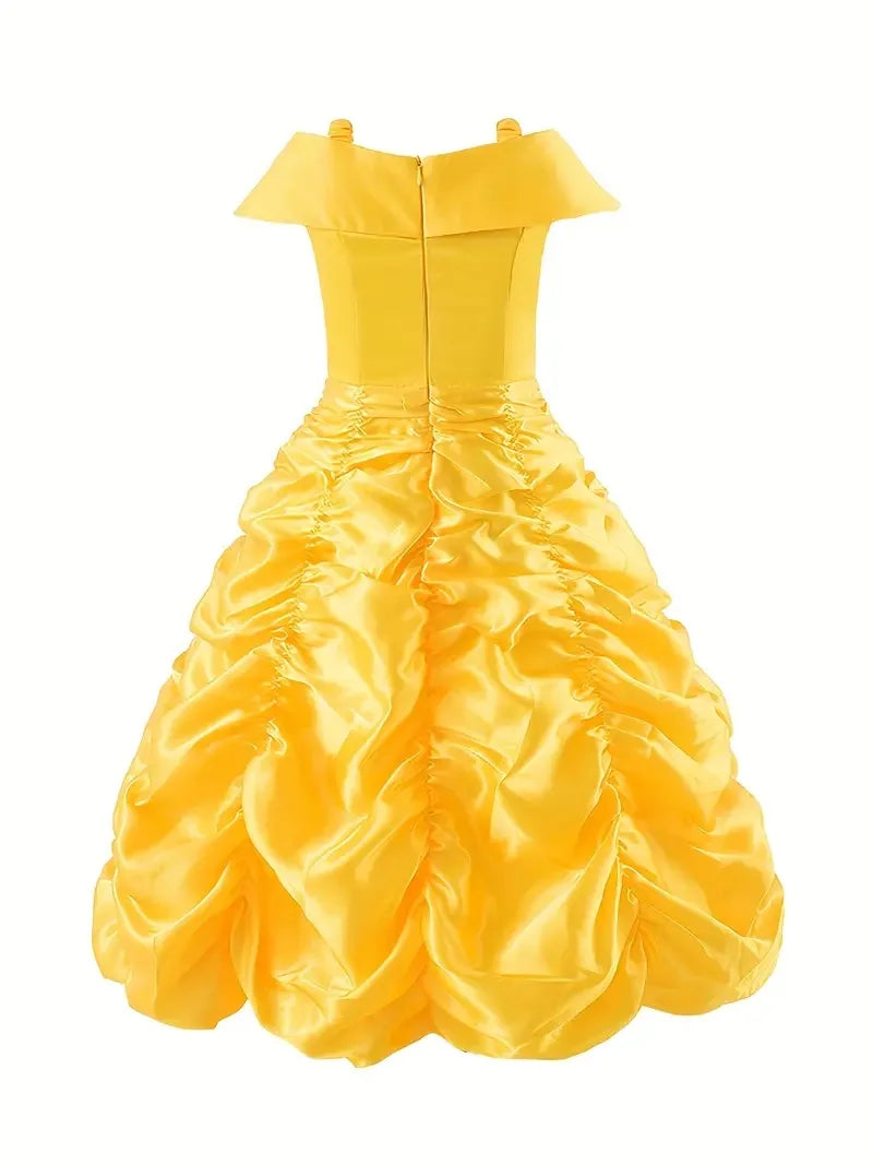 Belle Costume for Girls Cosplay Yellow Princess Dress Beauty and The Beast Costumes Girls Birthday Party Children Clothes Gown