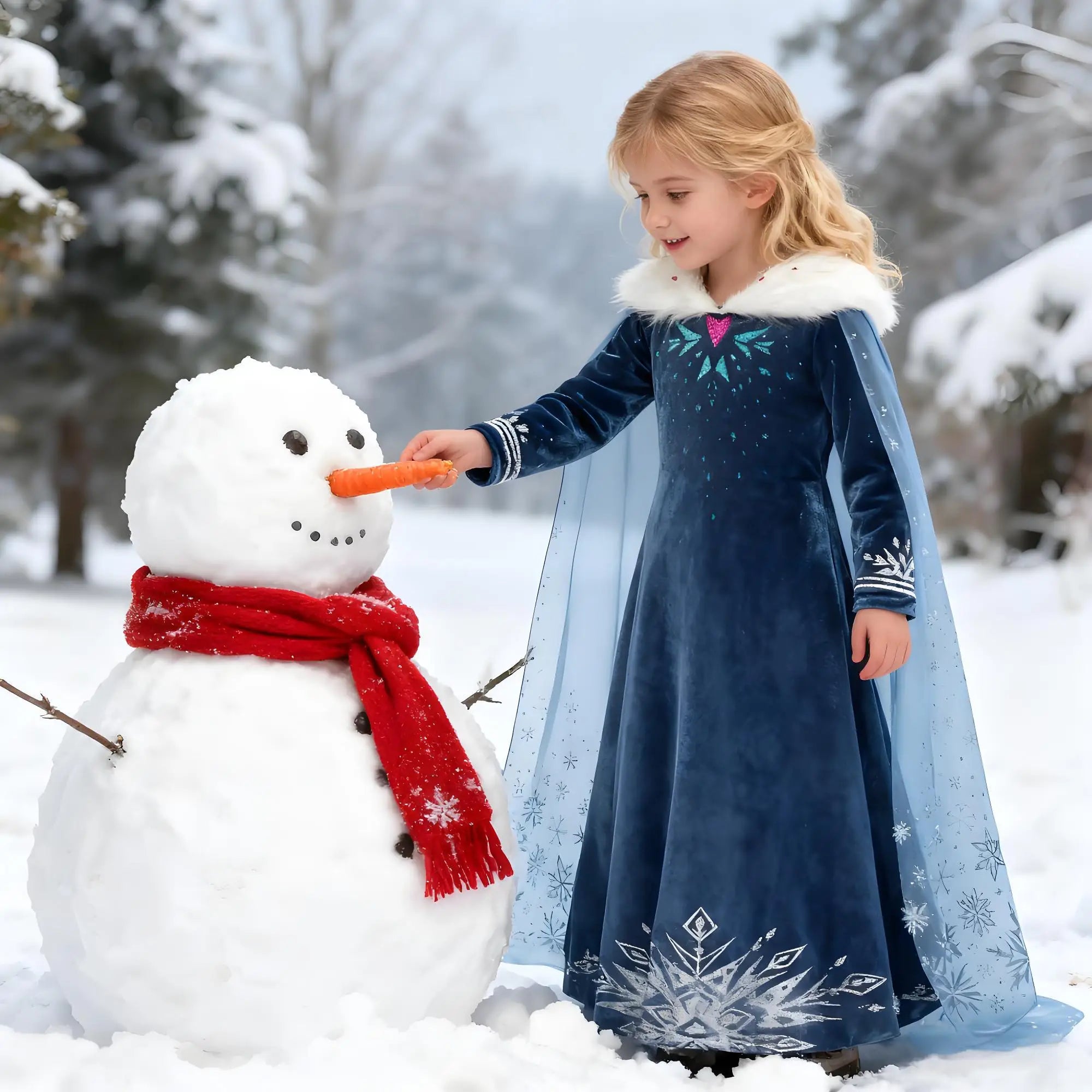 Girl Cosplay Snow Queen Dress Autumn Winter Children Elsa Carnival Party Princess Costume Kids Birthday Prom Gown Clothing 2-10T