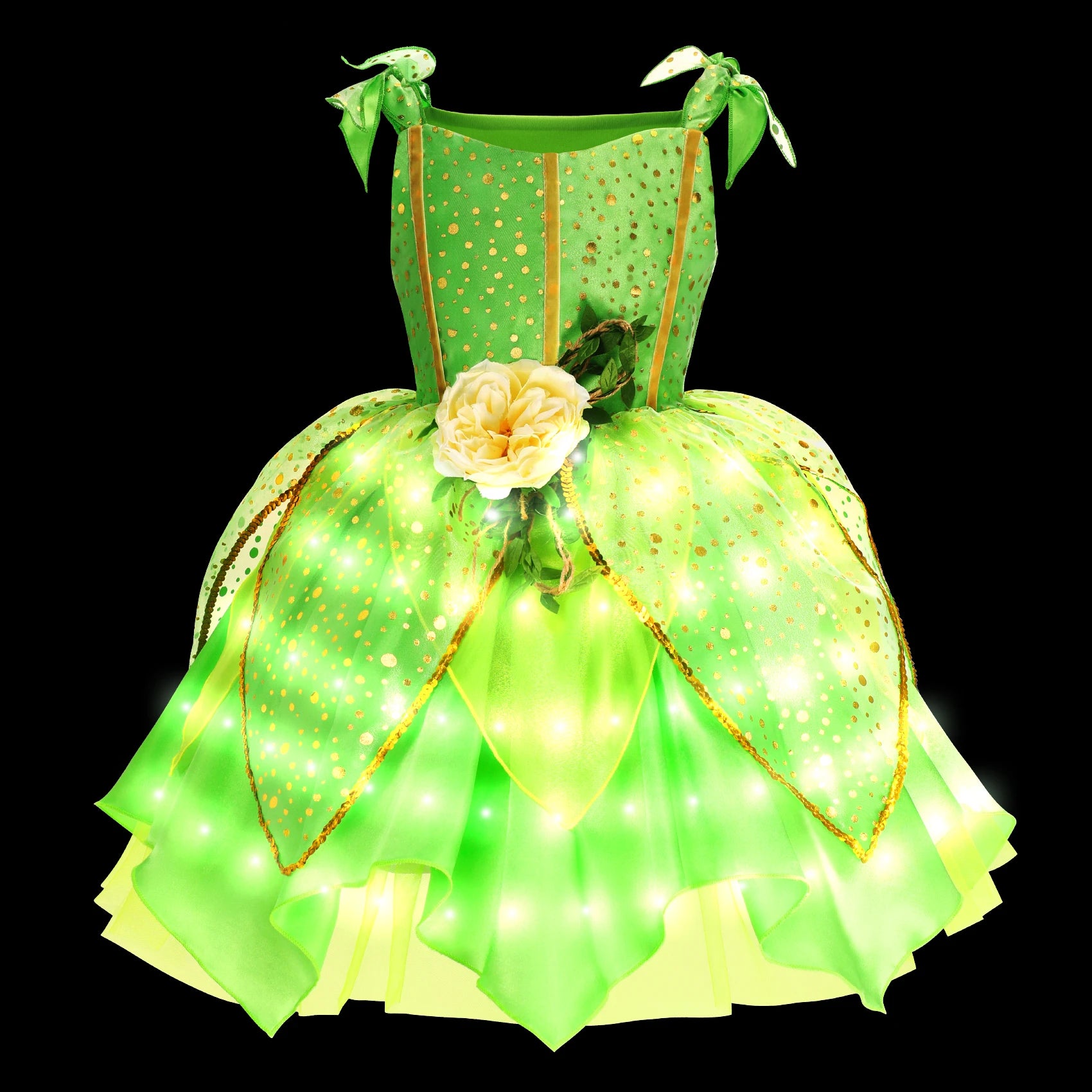 Girl Elsa Anna Princess Dress with LED Light Up Costume for Kids Cosplay Party Clothes Rapunzel Aurora Outfit Carnival Prom Gown