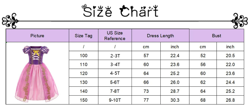 Girls Princess Dress Kids Elsa Anna Snow White Aurora Belle Rapunzel Peach Halloween Costume Children Birthday Party Clothes