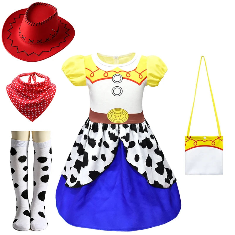 Infant Christmas Jessie Dress New Year Toy Movie Costume Girls Tutu Dress 1 2 3 4 5 6 Years Old Baby Girl Birthday Party Dress
