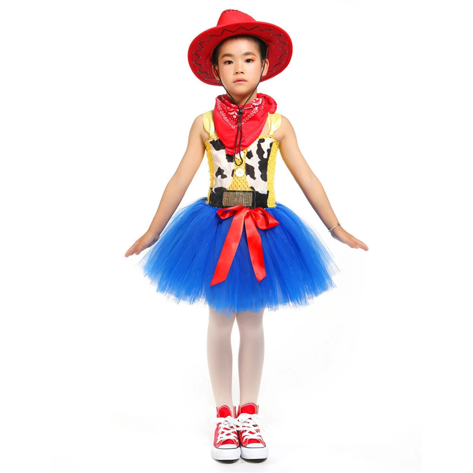 Infant Christmas Jessie Dress New Year Toy Movie Costume Girls Tutu Dress 1 2 3 4 5 6 Years Old Baby Girl Birthday Party Dress