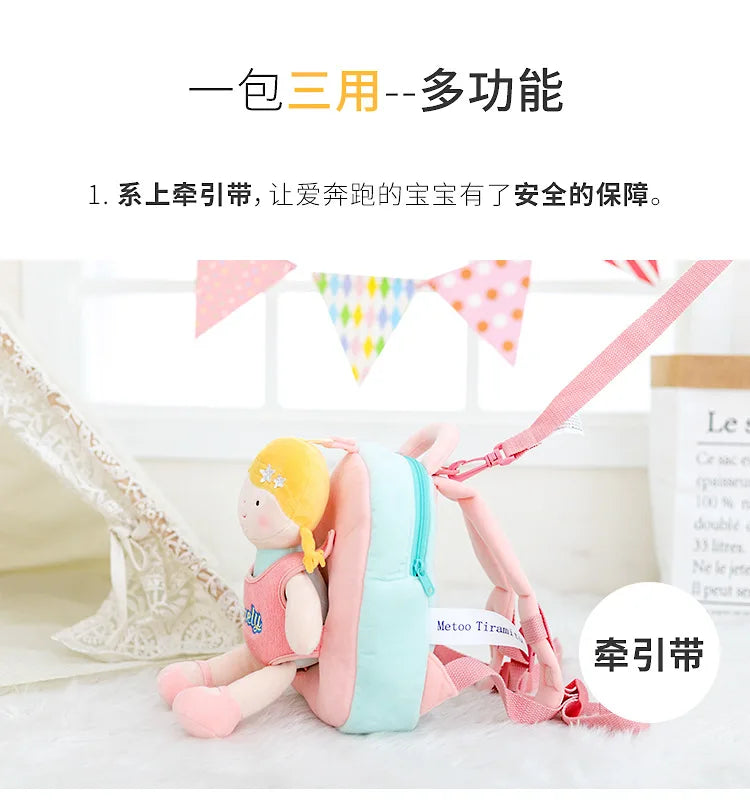 Plush Backpack Little Kid Preschool Ages 1-5 Backpack with Detachable Doll Boys Girls Toddler Backpack Metoo Rabbit Doll