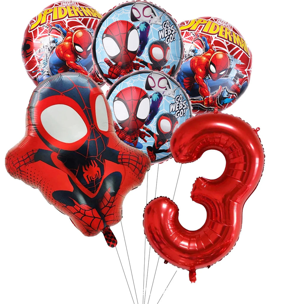 Spidey Giant Balloons Avengers Birthday Decorations 1-9 Number Balloons Superhero Photo Props Kids Party Supplies Boys Rewards