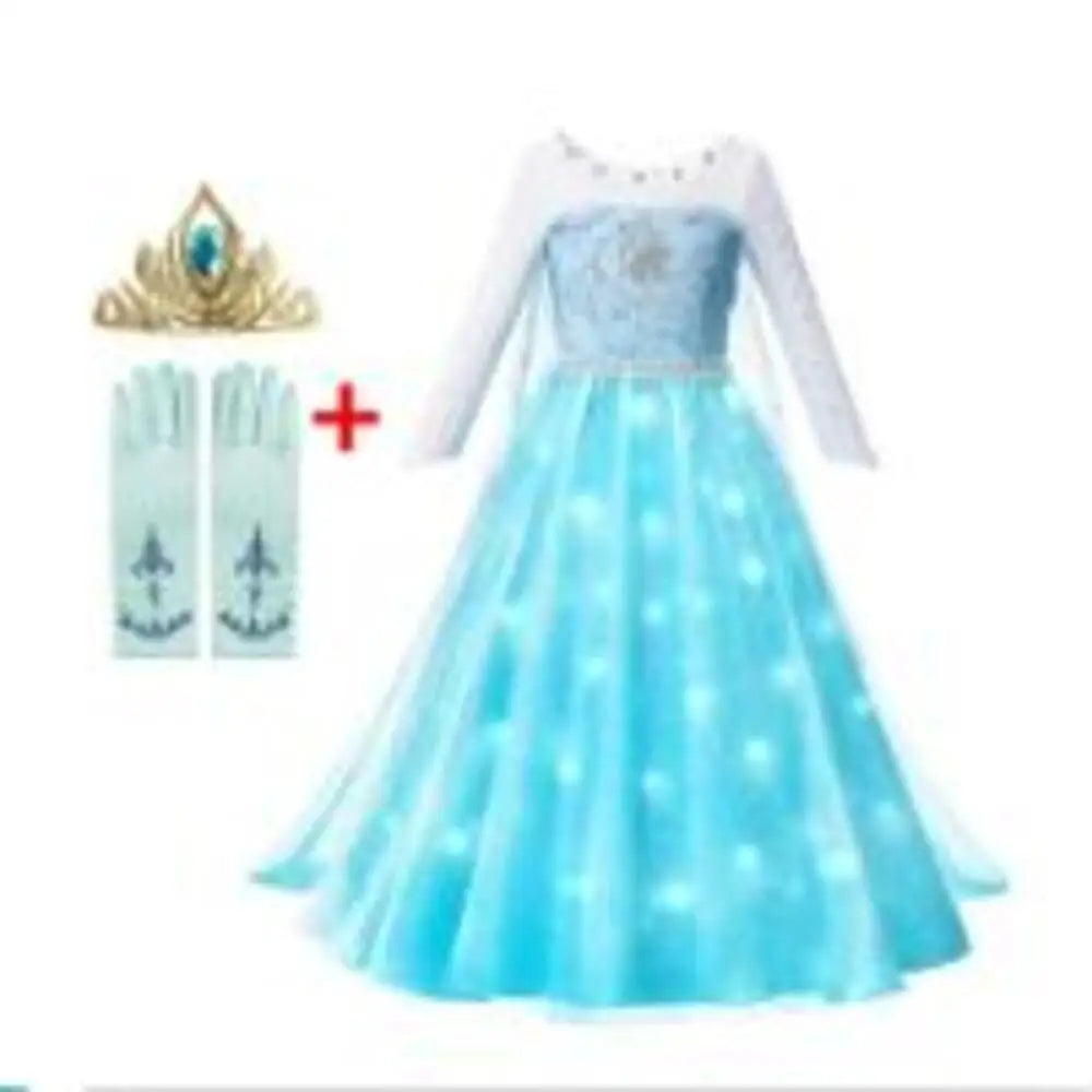 2025 LED Light Dresses Elsa for Girls Kids Cosplay Costumes Christmas Party Prom Gown Robe Play Clothes Princess Dress Up