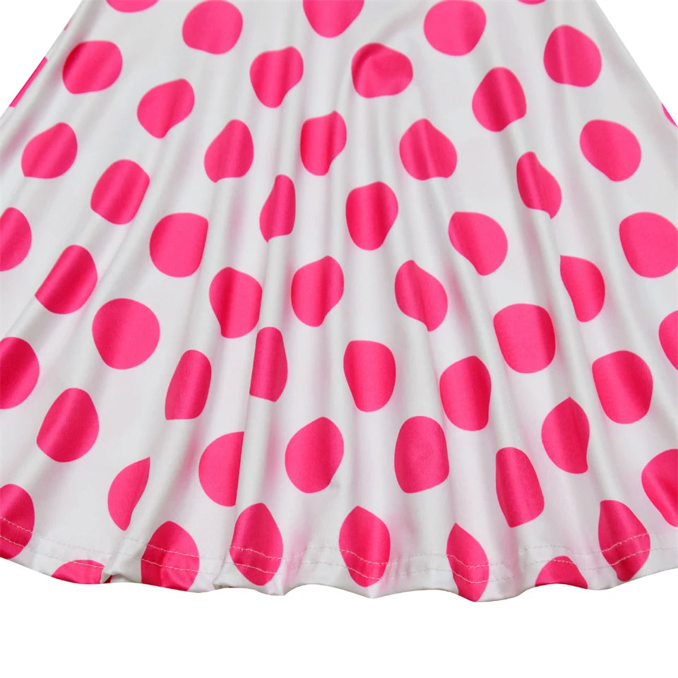 Hot Little Girls Polka Dot Sleeveless Princess Bo Peep Dress Halloween Cosplay Toy Movie Performance Carnival Party Kids Clothes
