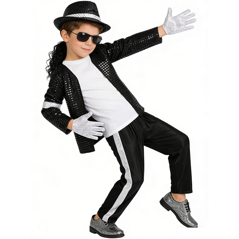 Michael Jackson Kids Clothes Halloween Cosplay Birthday Party Dance Performance Children's Costume Pop Star Boys Girls Outfits