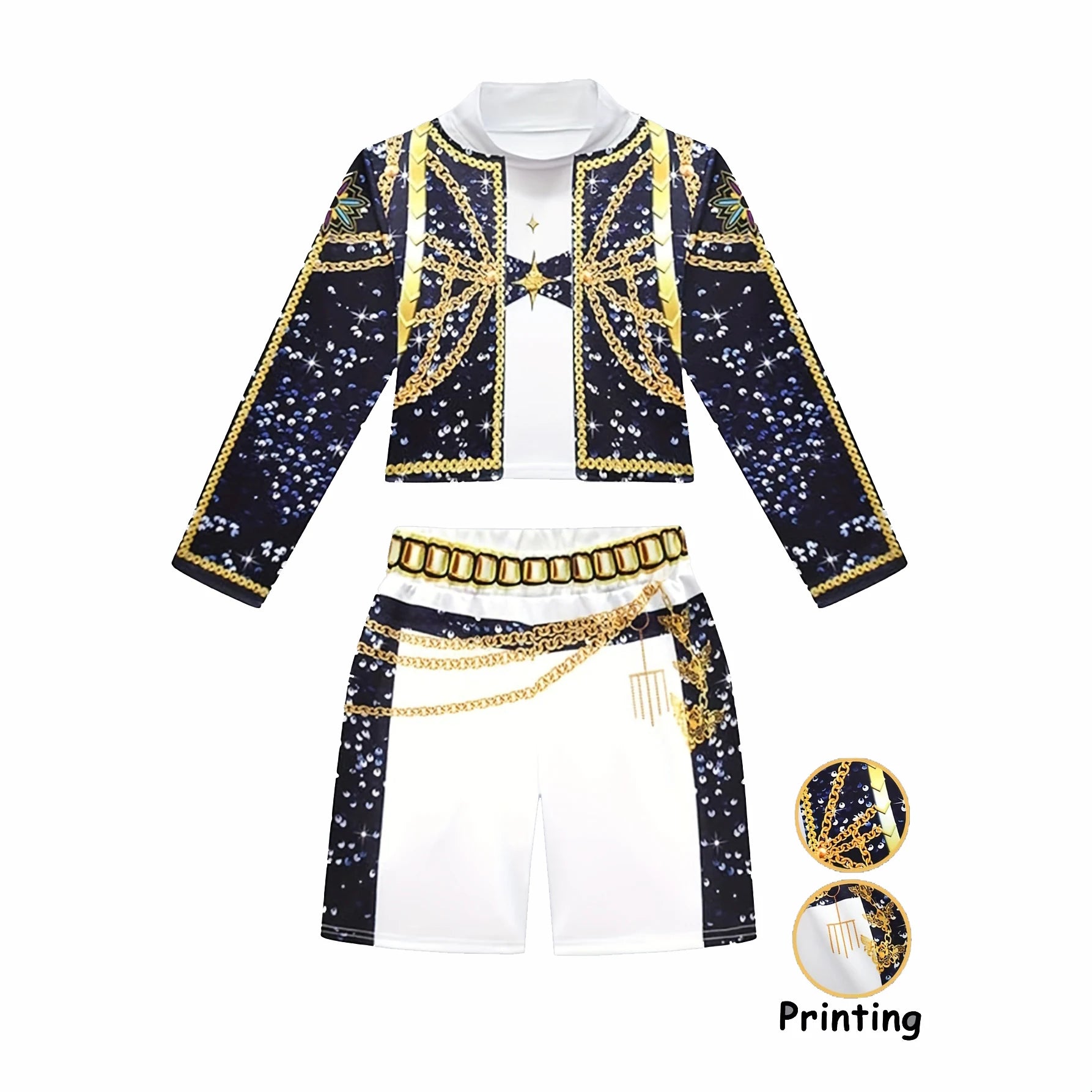 2026 Kids Girl Kpop Stage Performance Costume Hip Hop Outfit Cropped Jacket+Shorts 2PCS/Sets Streetwear Idol Concert Dance Party