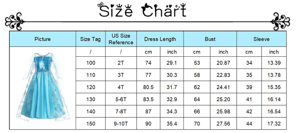 Girls Cosplay Snow Queen Elsa Snowflake Cape Costumes Kids Carnival Party Prom Gown Children Clothes Elsa Princess Dresses