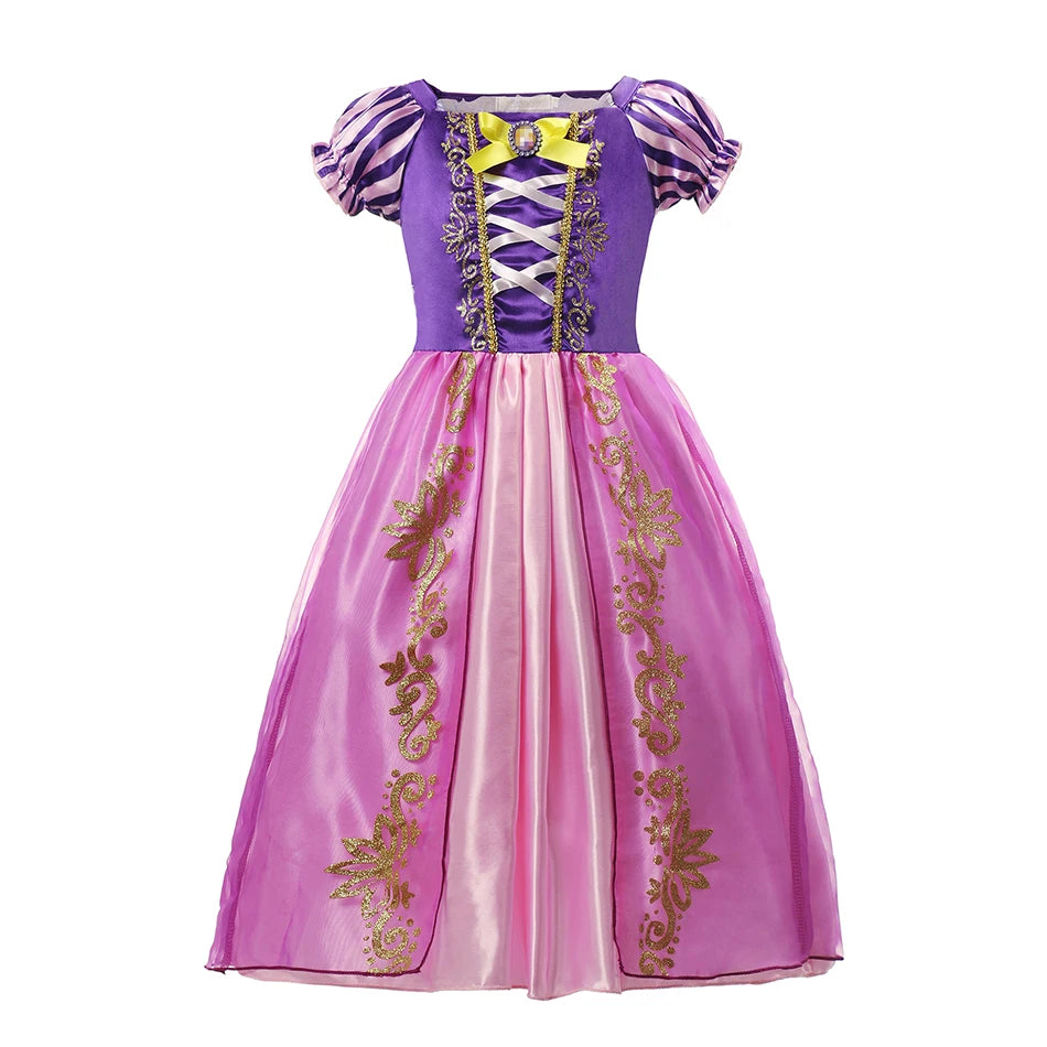 Girl Princess Purple Sequined Lace Skirt Kids Halloween Cosplay Tangled Costume Birthday Party Costume Mesh Bow Clothing 2025