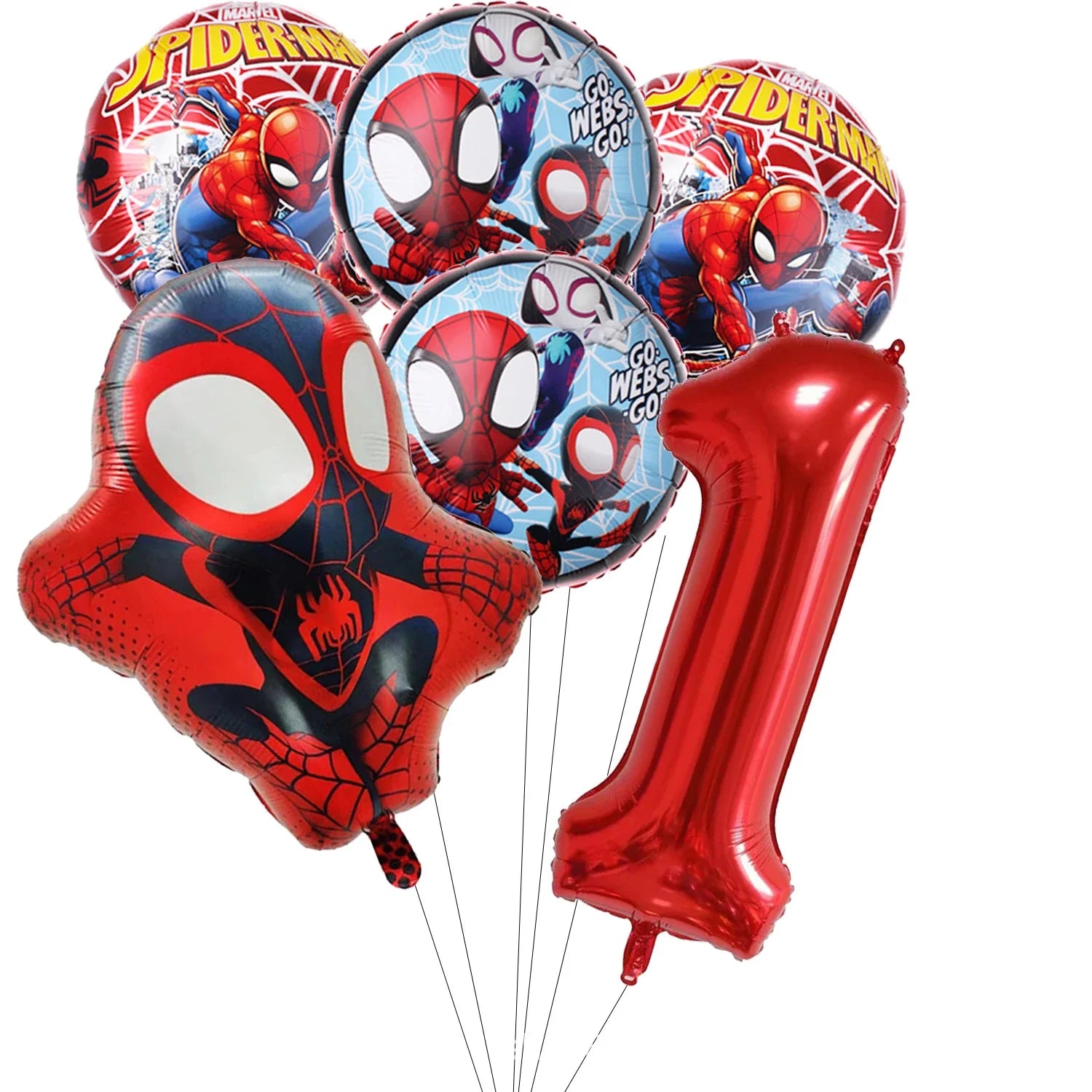 Spidey Giant Balloons Avengers Birthday Decorations 1-9 Number Balloons Superhero Photo Props Kids Party Supplies Boys Rewards