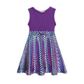 Kids Girl Mermaid Sleeveless Dress Summer A-Line Casual Patchwork Skirt Sequin Bow Cotton Baby Kids Princess Clothing 2-8T