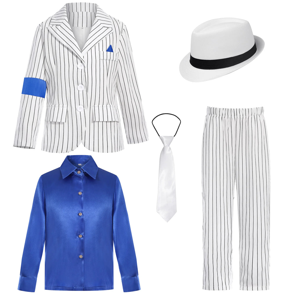 Kids Michael Jackson Costume Cosplay Dance Star Shiny Pants 80s 90s Stage Party Outfits for Boys Children's Clothing Set