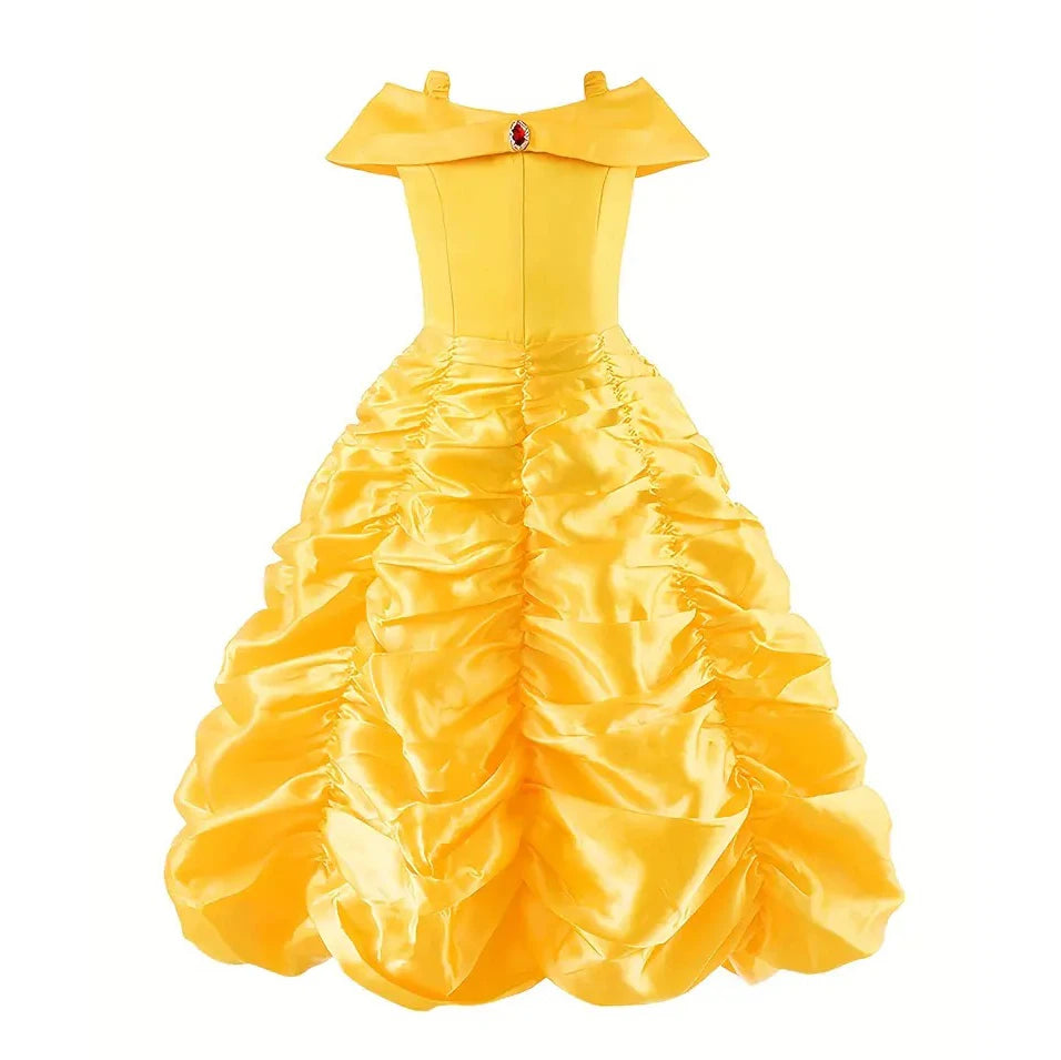 Belle Costume for Girls Cosplay Yellow Princess Dress Beauty and The Beast Costumes Girls Birthday Party Children Clothes Gown