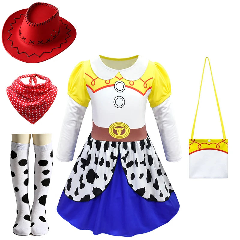 Infant Christmas Jessie Dress New Year Toy Movie Costume Girls Tutu Dress 1 2 3 4 5 6 Years Old Baby Girl Birthday Party Dress