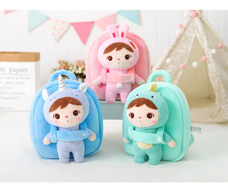 Plush Backpack Little Kid Preschool Ages 1-5 Backpack with Detachable Doll Boys Girls Toddler Backpack Metoo Rabbit Doll