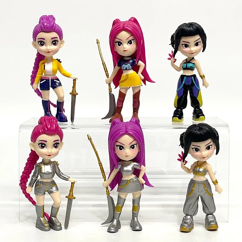 New 10cm 6pcs Random Blind Box Anime K-Pop D-emon H-unters Girl Group RUMI MIRA ZOEY Figure Action Pvc Models Toy Ornament Gifts