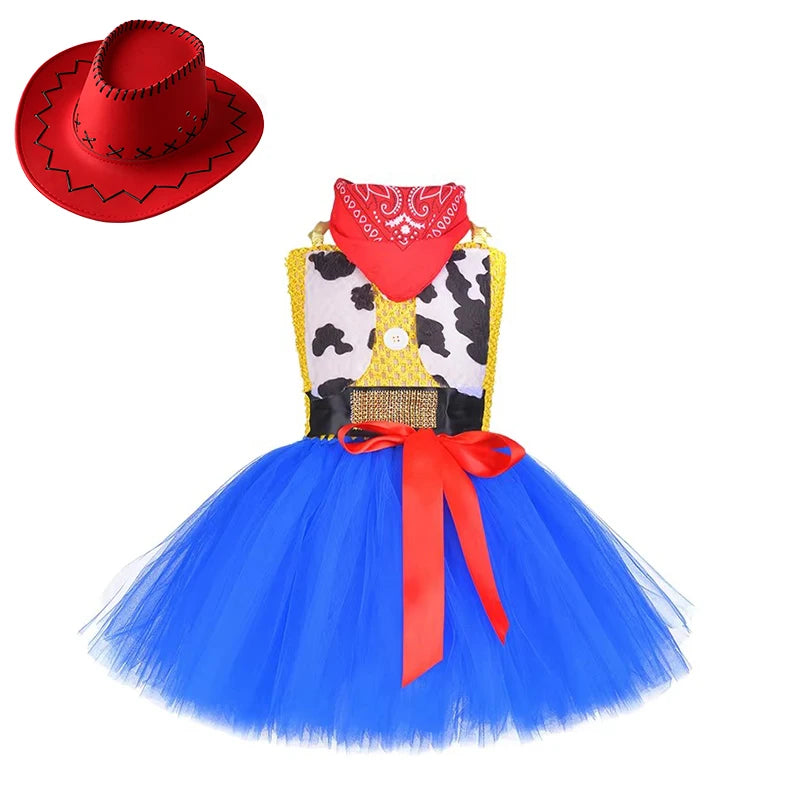 Infant Christmas Jessie Dress New Year Toy Movie Costume Girls Tutu Dress 1 2 3 4 5 6 Years Old Baby Girl Birthday Party Dress