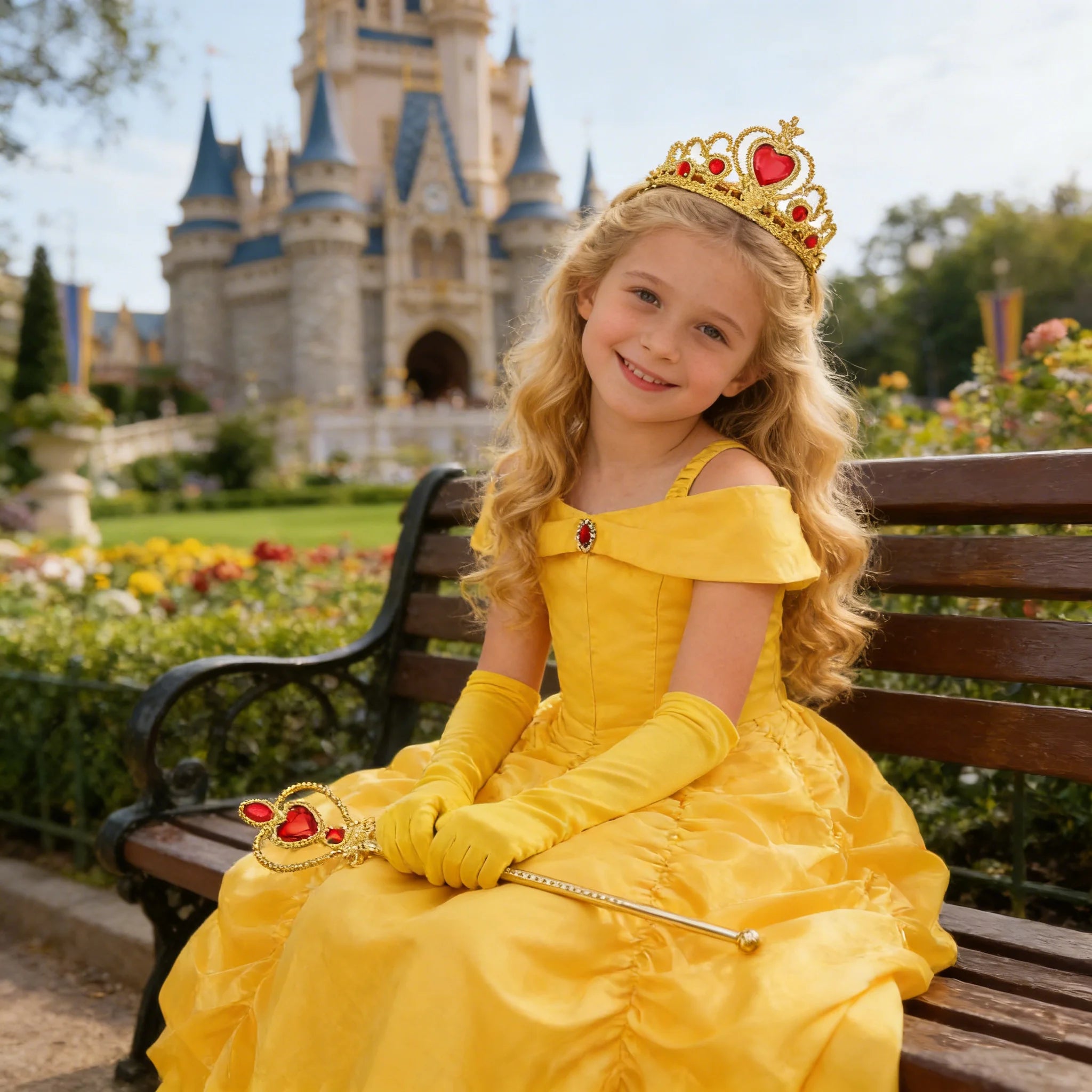 Belle Costume for Girls Cosplay Yellow Princess Dress Beauty and The Beast Costumes Girls Birthday Party Children Clothes Gown