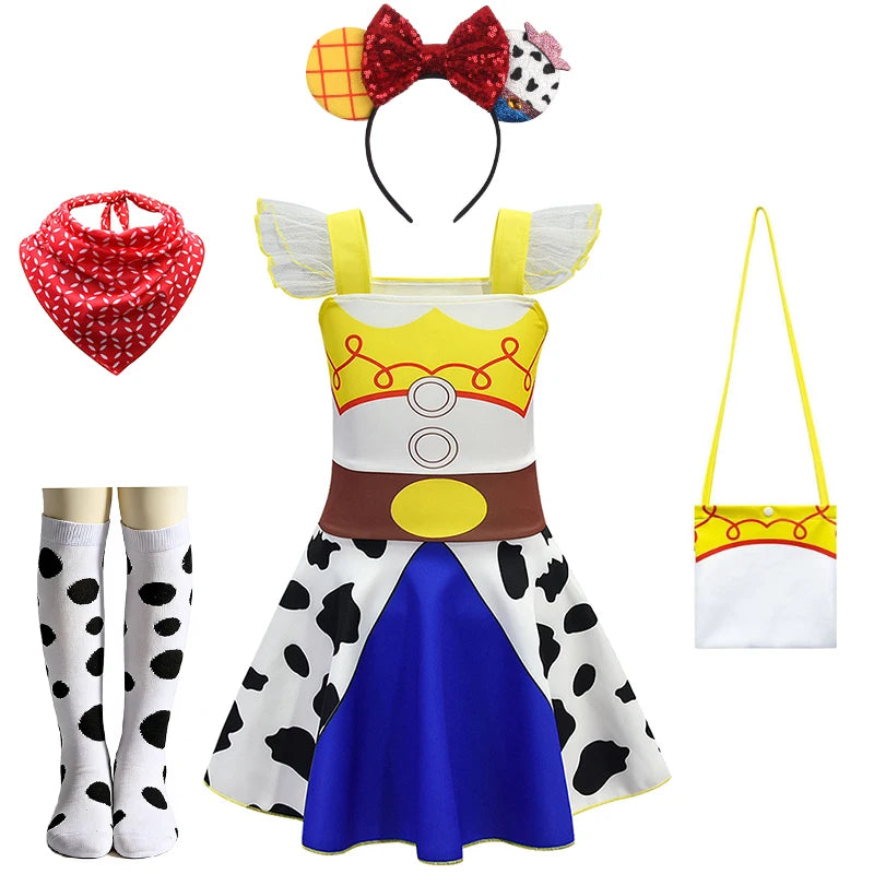 Infant Christmas Jessie Dress New Year Toy Movie Costume Girls Tutu Dress 1 2 3 4 5 6 Years Old Baby Girl Birthday Party Dress