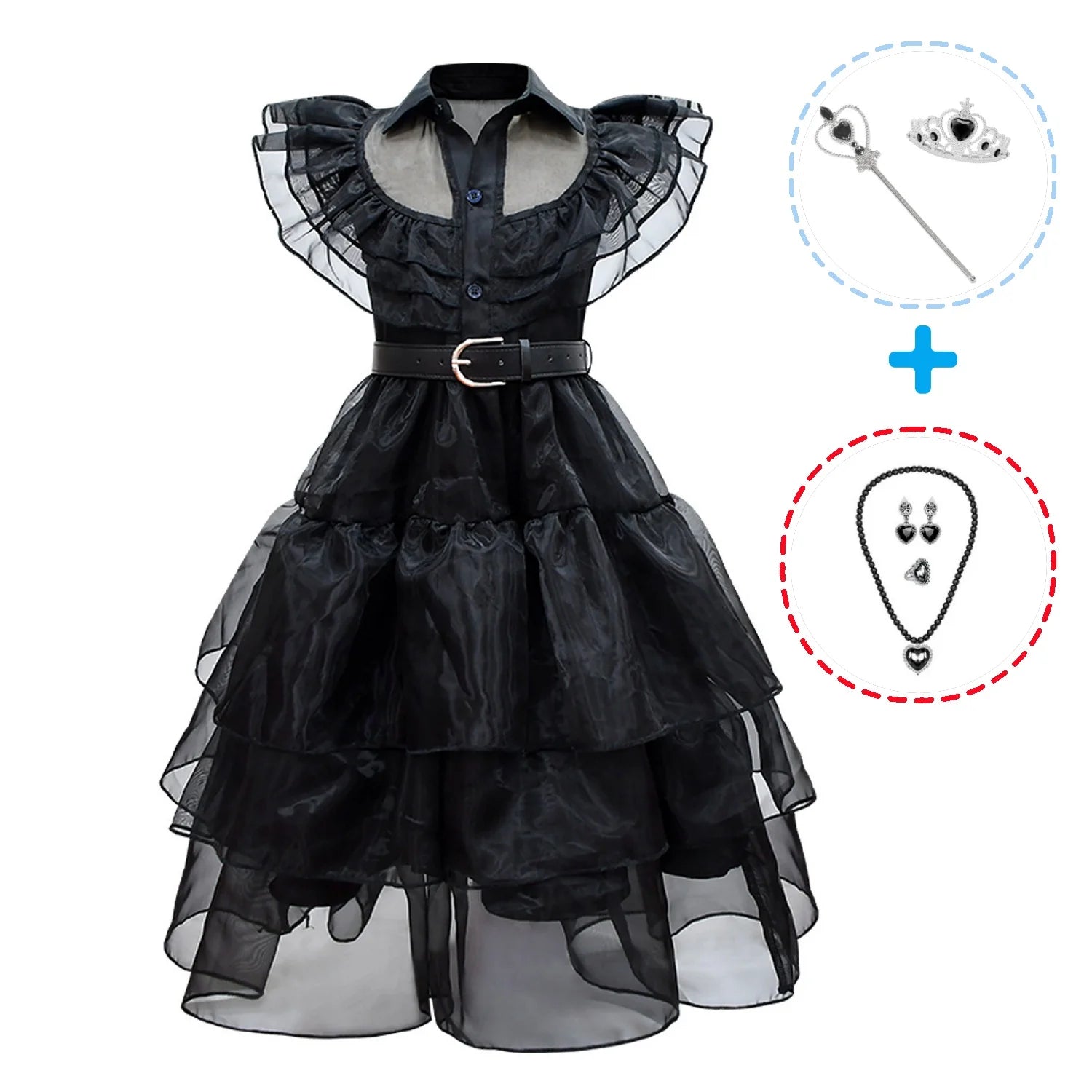 2025 Girls Dark And Sweet Cool Style Dresses Children Cosplay Halloween Carnival Costumes Kids Dancing Party Disguise Outfit